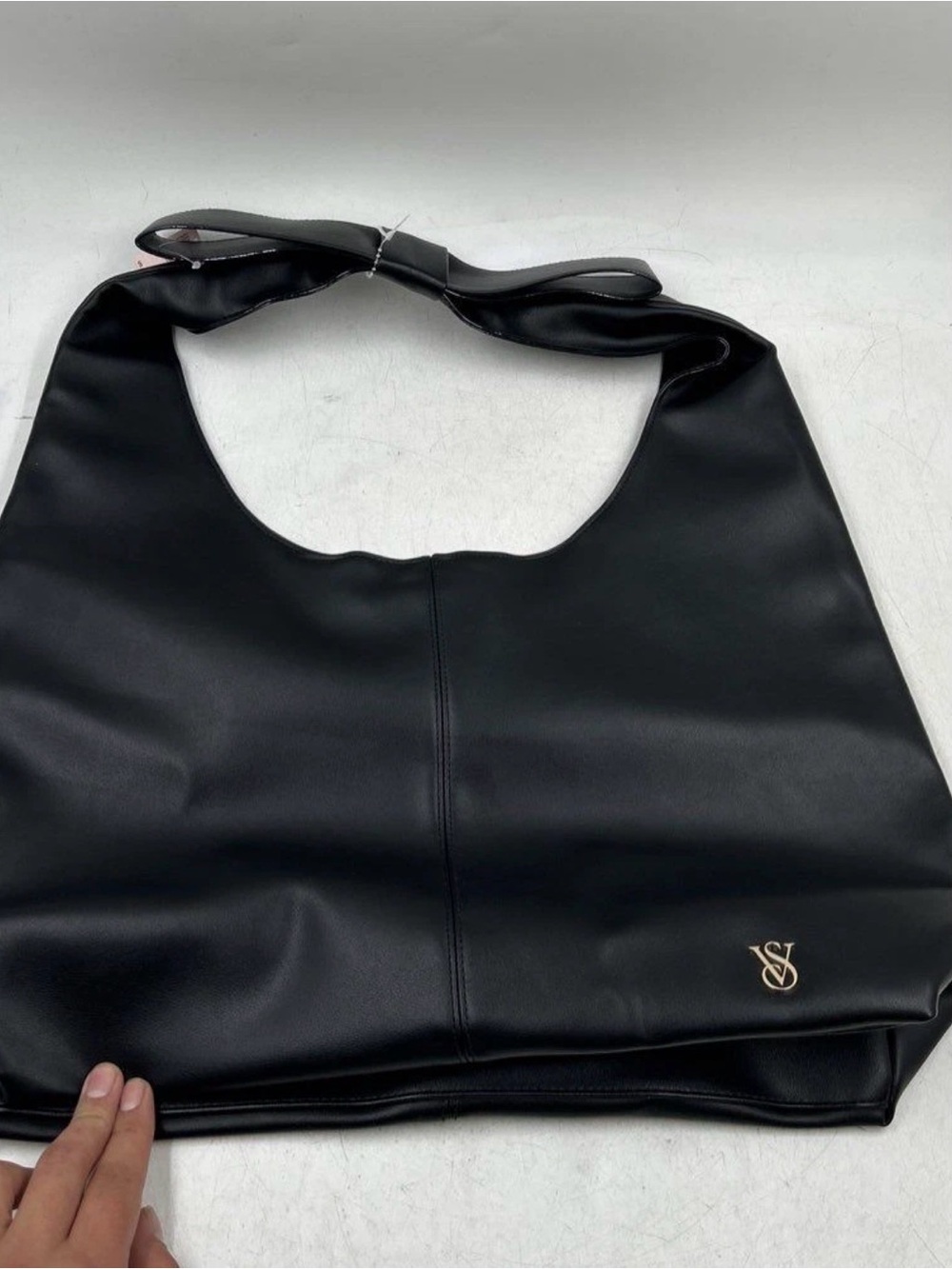 Victoria's Secret Black Faux Leather Hobo with Gold VS Emblem bag - Picture 3 of 10